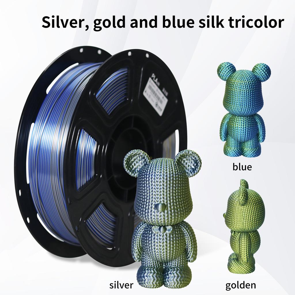 Lisengy 1.75mm 1KG 3D Printer Filament Three Color Gradual Change PLA Filament Silk Tri-color Filament