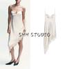 Autumn New Women's Clothing Sexy Open Back Silk Satin Texture Lace Asymmetric Sling Dress 4772241