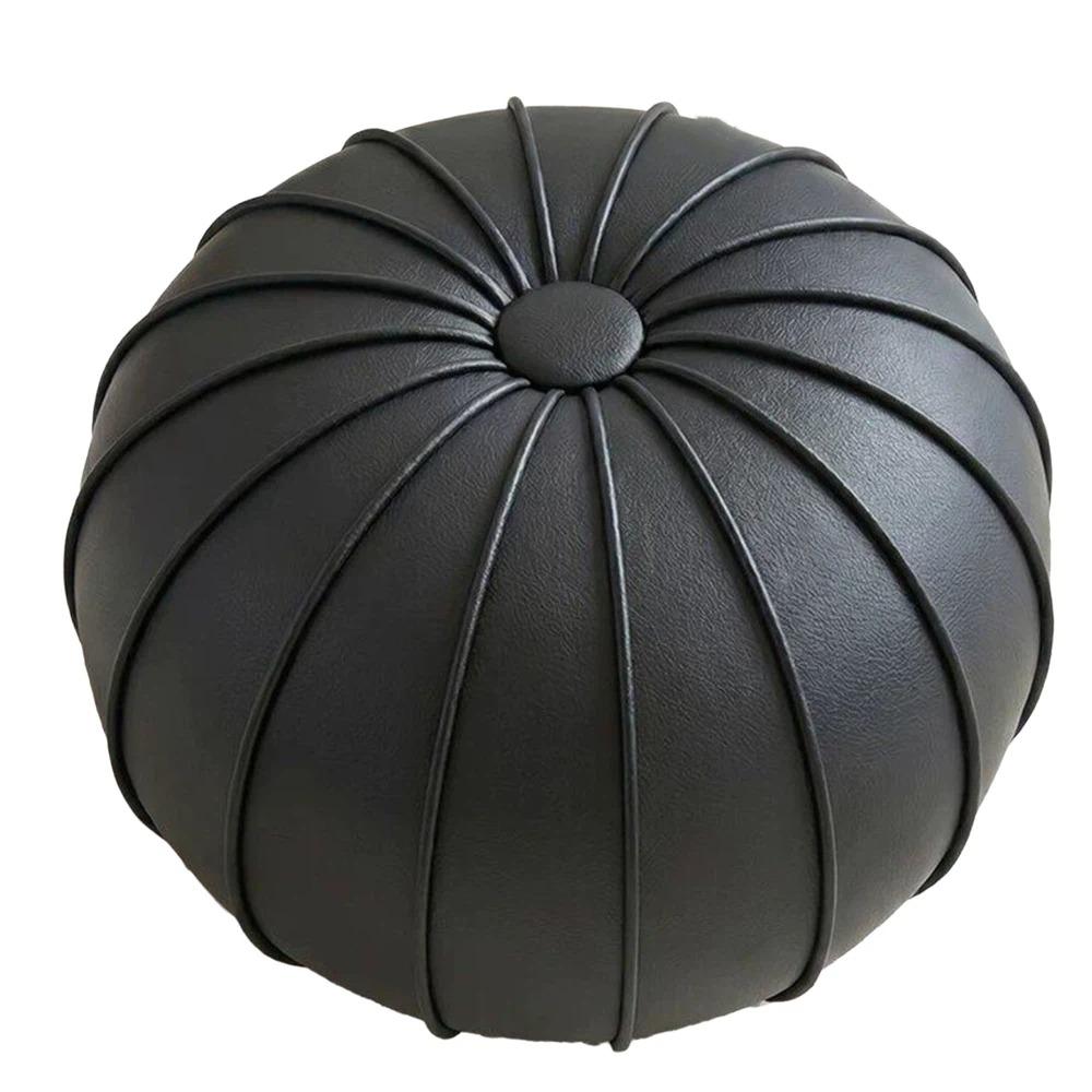 PU Leather Pouf Ottoman Cover Unstuffed Storage Bag Modern Shoe Stool Cover  Home Use