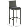 Garden Bar Stool with Cushion 4 pcs Grey Poly Rattan