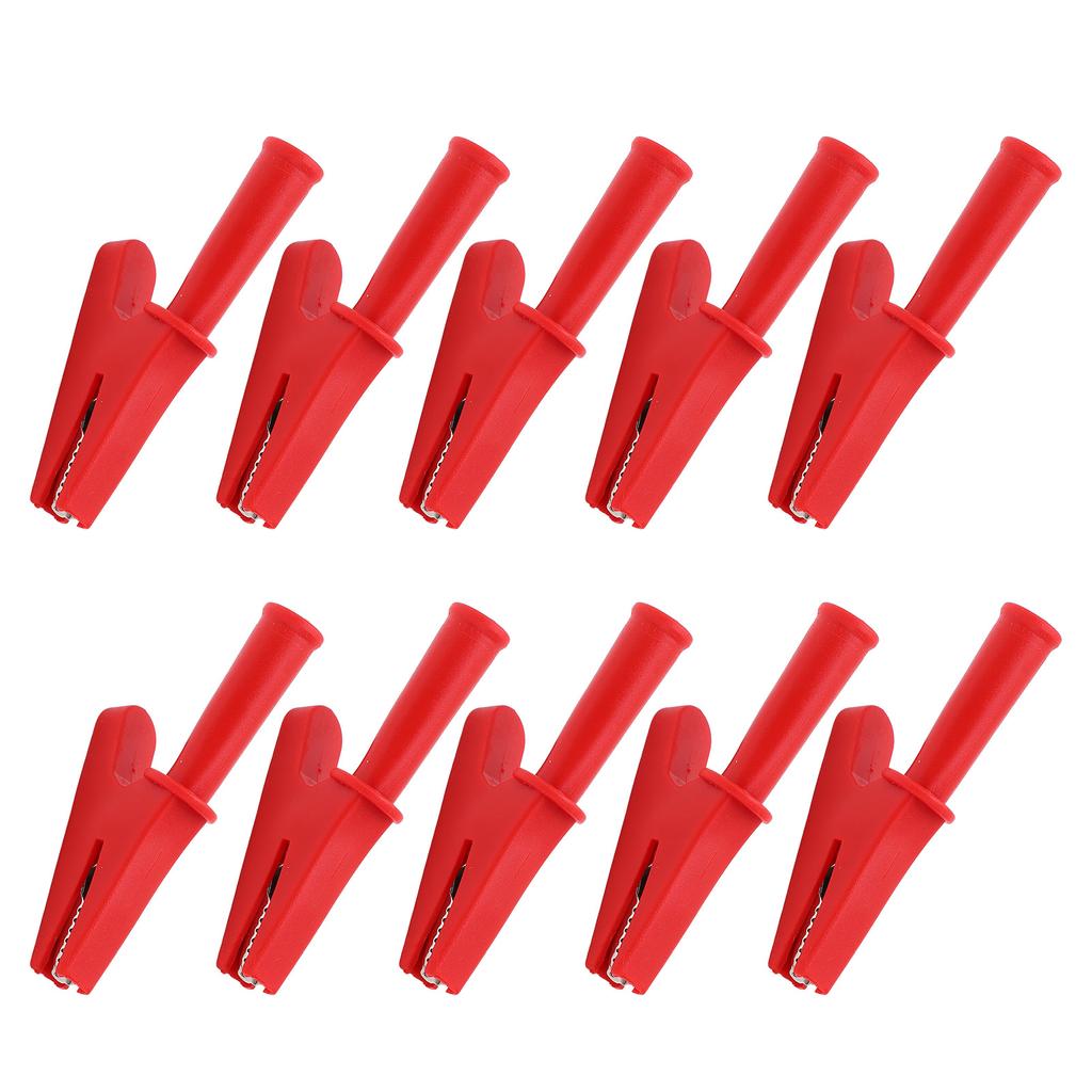 10Pcs Electric Test Clip 20A Rated Current 10mm Opening Test Clamp for Electronic Equipment Welding MachineryRed