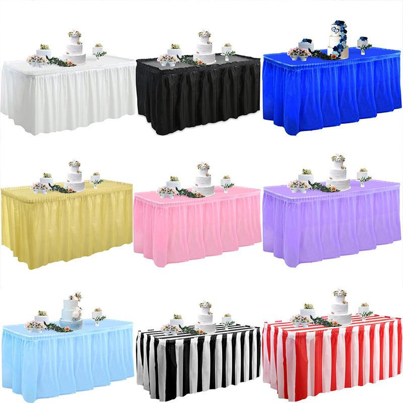 1PC Party Decor PE Table Skirt Disposable Table Cover Tablecloth Birthday Oilproof Rectangle