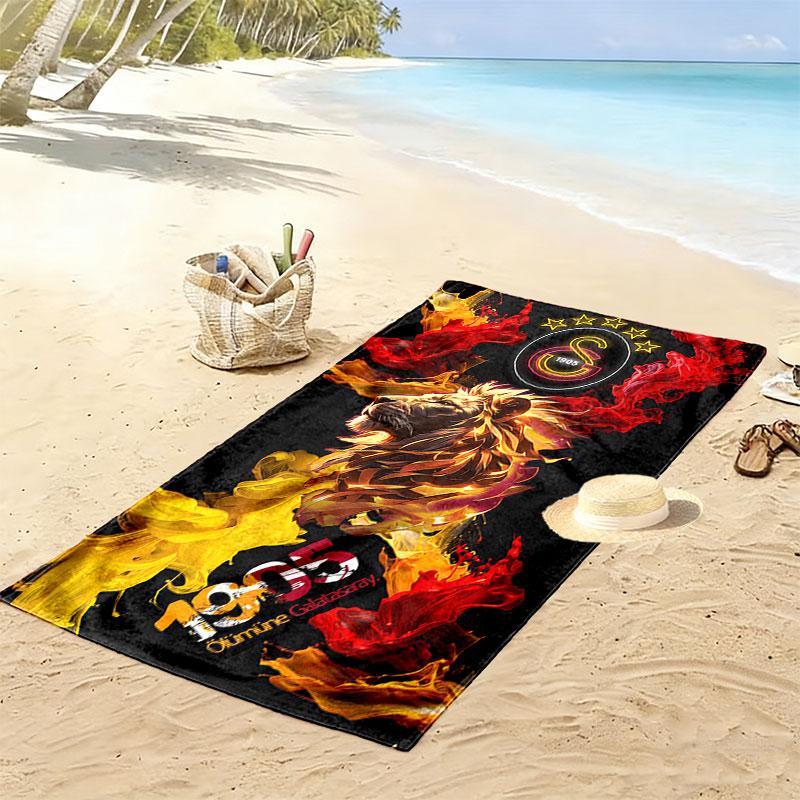 Galatasaray Crest Print Beach Towel, Large Soft Quick Dry Towel for Beach Camping Swimming
