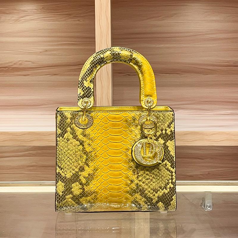 Genuine Python Print Leather Women's Shoulder Bag - 2025 Crossbody Fashion Handbag