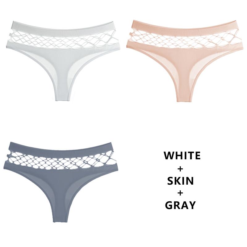 TERMEZY 3Pcs/Set Hollow Out G-String Seamless Sexy Panties Women Elasticity Underwear Temptation Middle-waist Panty