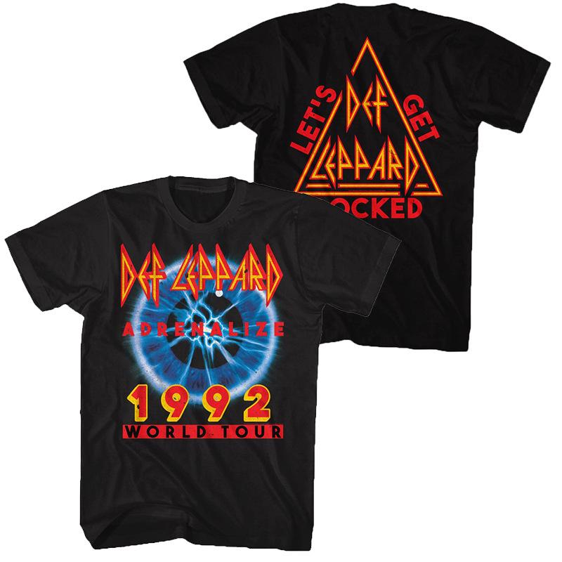 Def Leppard ADRENALIZE 1992 Мировой Тур Футболка Let's Get Rock Мужская Женская Оверсайз Короткий Рукав Уличная Одежда Хип-Хоп Женская Мужская Одежда