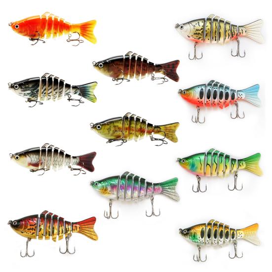 10CM/15.5G Multi-Jointed Fishing Lure with Hooks Realistic 7-Section Swimbait Bionic Hard Artificial Bait Freshwater Saltwater Fishing Accessories