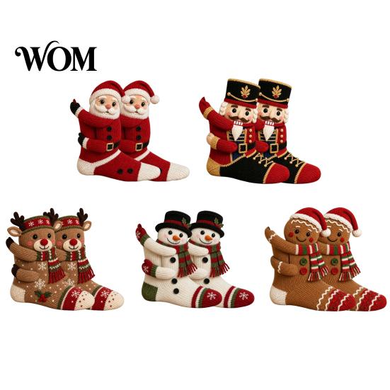Gift Card Storage for Holidays 3D Hugging Christmas Stockings Fireplace Decorations, Large Knit Holiday Decoration Bags with Santa/Elk/Snowman
