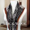 Contrasting Color Cashew Pattern Silk Scarf: Women's Fashion Shawl, Neck Tie, or Waist Wrap.