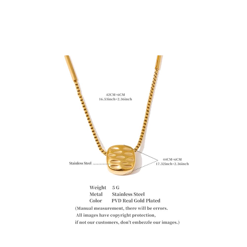 Eetit Waterproof Stainless Steel Removable Casting Square Pendant Necklace Chic Korean Distinctive Charming Jewelry Wholesale