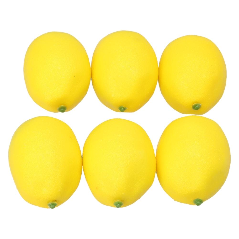 6Pcs Artificial Lemons Plastic Fake Fruit For Home Decoration Photography Props