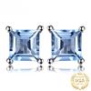 JewelryPalace Square Genuine Blue Topaz Amethyst Citrine Garnet Created Sapphire Ruby Emerald 925 Sterling Silver Stud Earrings