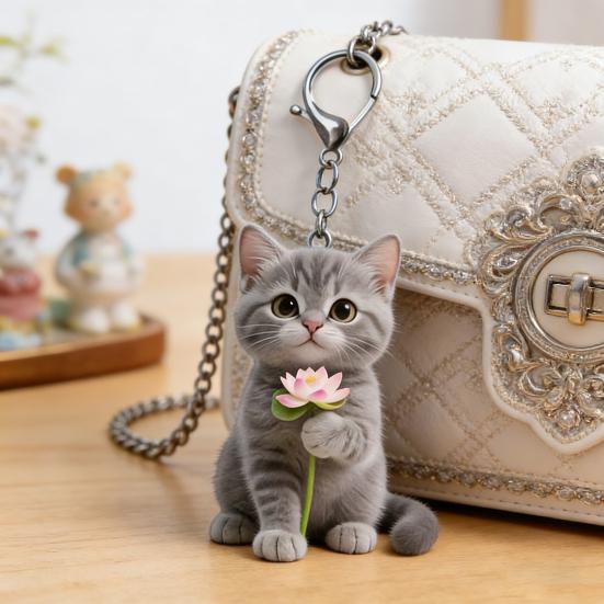 2 шт. Брелок 2D Дизайн Кошки Акриловый Шарм Брелок для Рюкзаков Сумок Машин Декоративный Подвеска Аксессуары