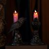Black Crow Statue Glowing Candlestick LED Candles Lights Halloween Home Decorations Table Lamp Scary Ornaments