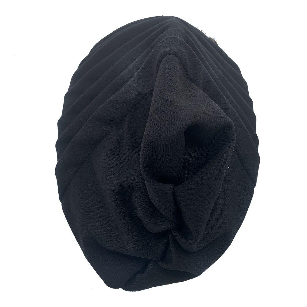 Женская плиссированная шляпа-тюрбан со стразами