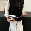 Mini Funny Square Bag PU Contrast Color Crossbody Bag Portable Camera Shoulder Bag Outdoor