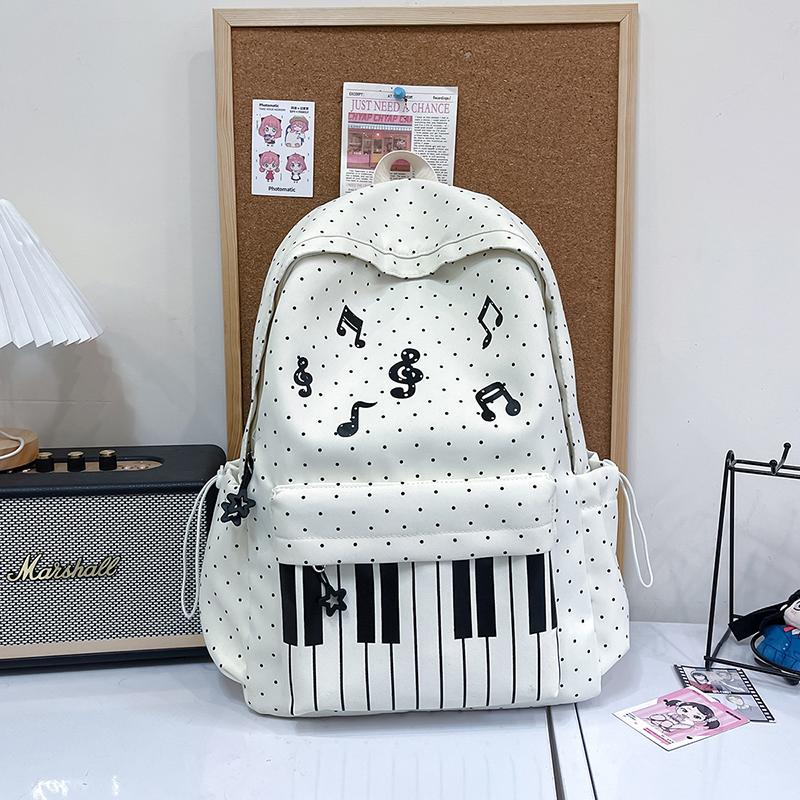 Корейский рюкзак-сумка на плечо для пианино Модный нейлоновый дизайн Декорации в виде нот Легкий рюкзак Сумка для путешествий, походов, хранения