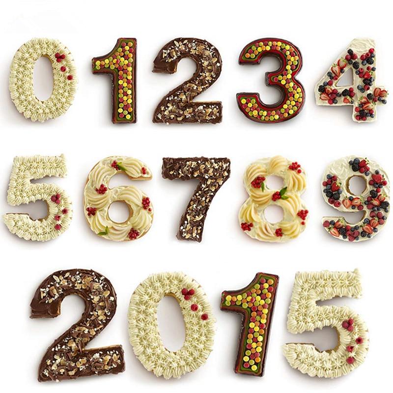 Силиконовые формы для цифр, 10 дюймов, большие 0-9, форма для торта с арабскими цифрами, форма для выпечки торта на день рождения