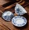 Retro Blue-White Porcelain Gaiwan Teaware Large Hand Painted Lid Single Sancai Tea Bowl Ceramic Cup Chinese Tea Set | Titureen Tea