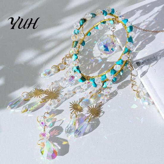 Stylish Home Accents Crystal Suncatcher Hanging, Ball Prism Rainbow Maker Pendant Hanging Ornament for Garden Patio Backyard Car Indoor Outdoor Decor