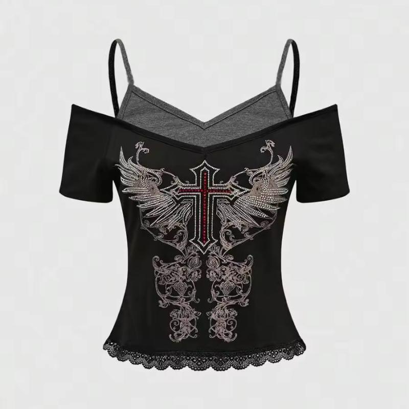 Футболка женская с европейским и американским летним геометрическим узором