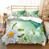 Daisy Duvet Cover Set White Floral Pattern Bedding Set Romantic Leaves And Flower Comforter Cover Full Queen For Girl Women Teen