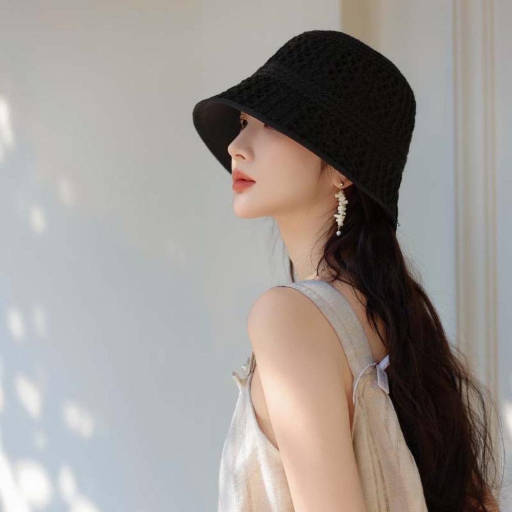 Temperament Sunshade Basin Cap Breathable Sun Protection Cap Visor Cap Knitted Bucket Hat Daily