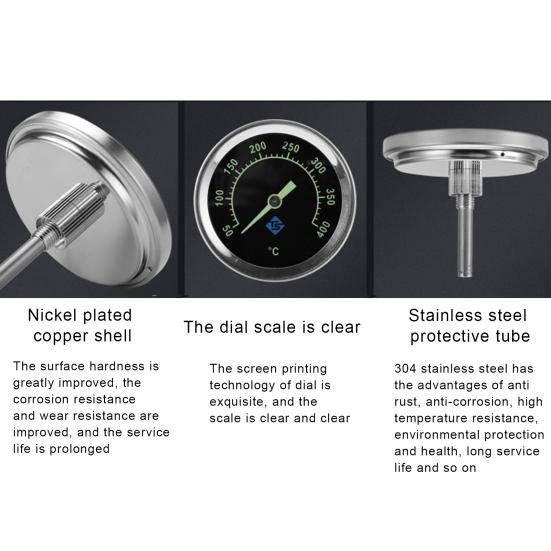 50-400 Degree Smoker Grill Celsius Stainless Steel Gauge Thermometer Temperature