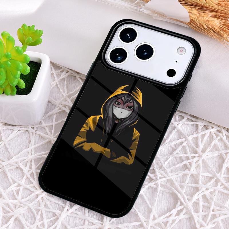 Чехол для телефона с изображением аниме-девушки в маске для iPhone 17 Air 16 15 11 12 14 13 Pro Max Ударопрочный чехол