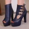Осень Сексуальные Ботильоны на Высоком Каблуке на Платформе с Вырезами Женские Босоножки с Открытым Носком для Вечеринки в Ночном Клубе Шпилька Летняя Женская Обувь WSH5337