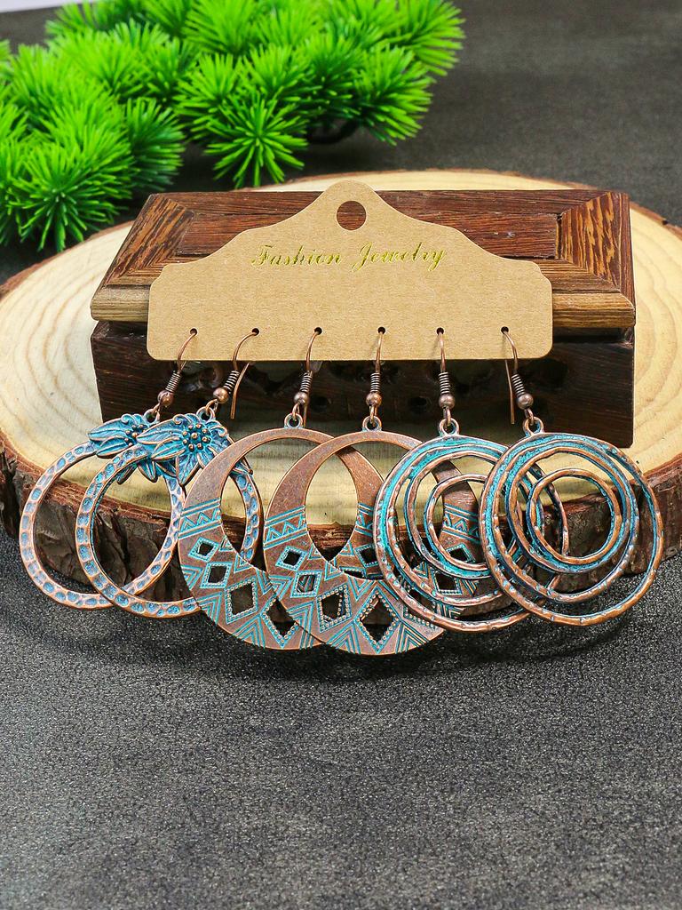 Vintage Metal Dangle Drop Earrings Sets Bundles for Women Sundry Mixed Ethnic Boho Hanging Earring Set Zircon Accessories