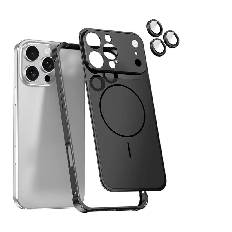 Для iPhone 17 16 15 14 13 Pro Max Мгновенно меняйте 17 Для Magsafe Магнитная задняя крышка Рамка из сплава Чехол Пленочная защита стеклянной линзы Тонкое покрытие