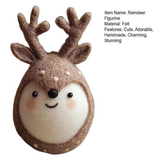 Felt Reindeer Figurine Handmade Elk Christmas Decoration Cute Small Wool Felt Crafts for Winter Holiday Tiered Tray Home Table Decor