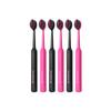 LR Black Pink Series Soft Bristle Toothbrushes [Pack of 6] - Wave-Shaped Convex Design for Adults