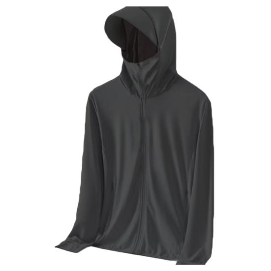 Мужская и женская солнцезащитная одежда с капюшоном, удлиненные поля, длинный рукав, солнцезащитное пальто, однотонная застежка-молния