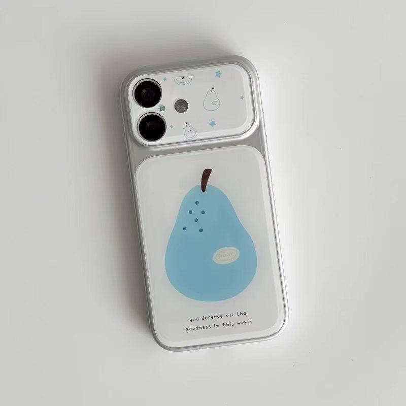 Силиконовый чехол «Синяя груша» для iPhone 16 Pro Max с двойным гальваническим окном