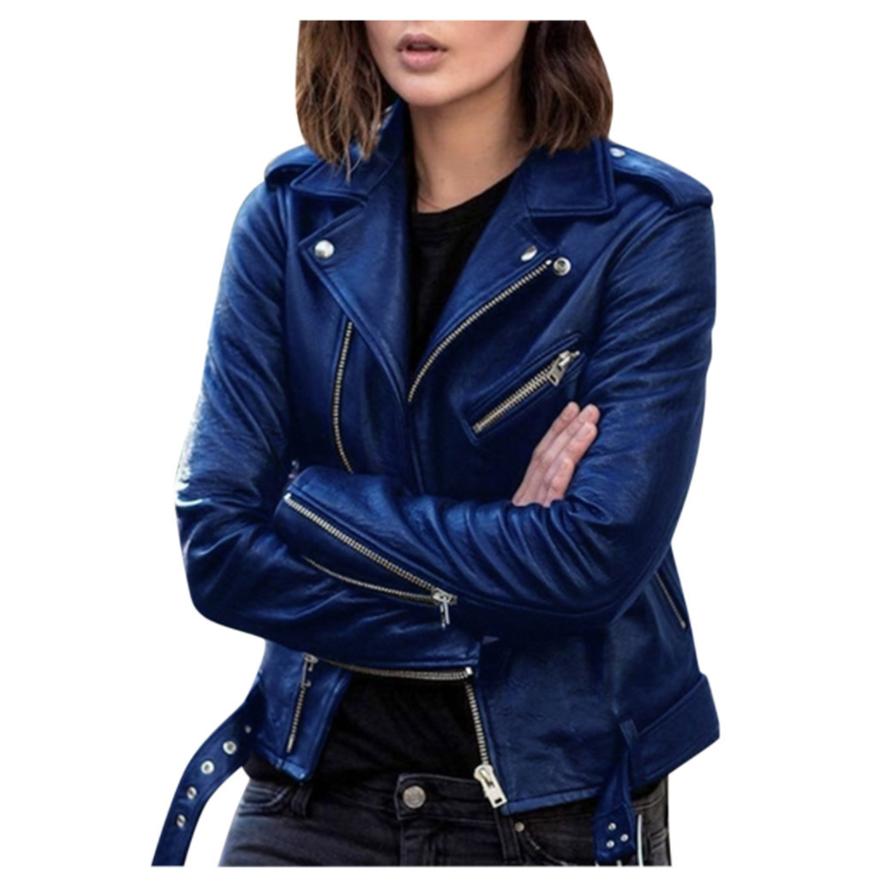 Women's Short Leather Jacket PU Motorcycle Clothing Slim Slim Leather Jacket