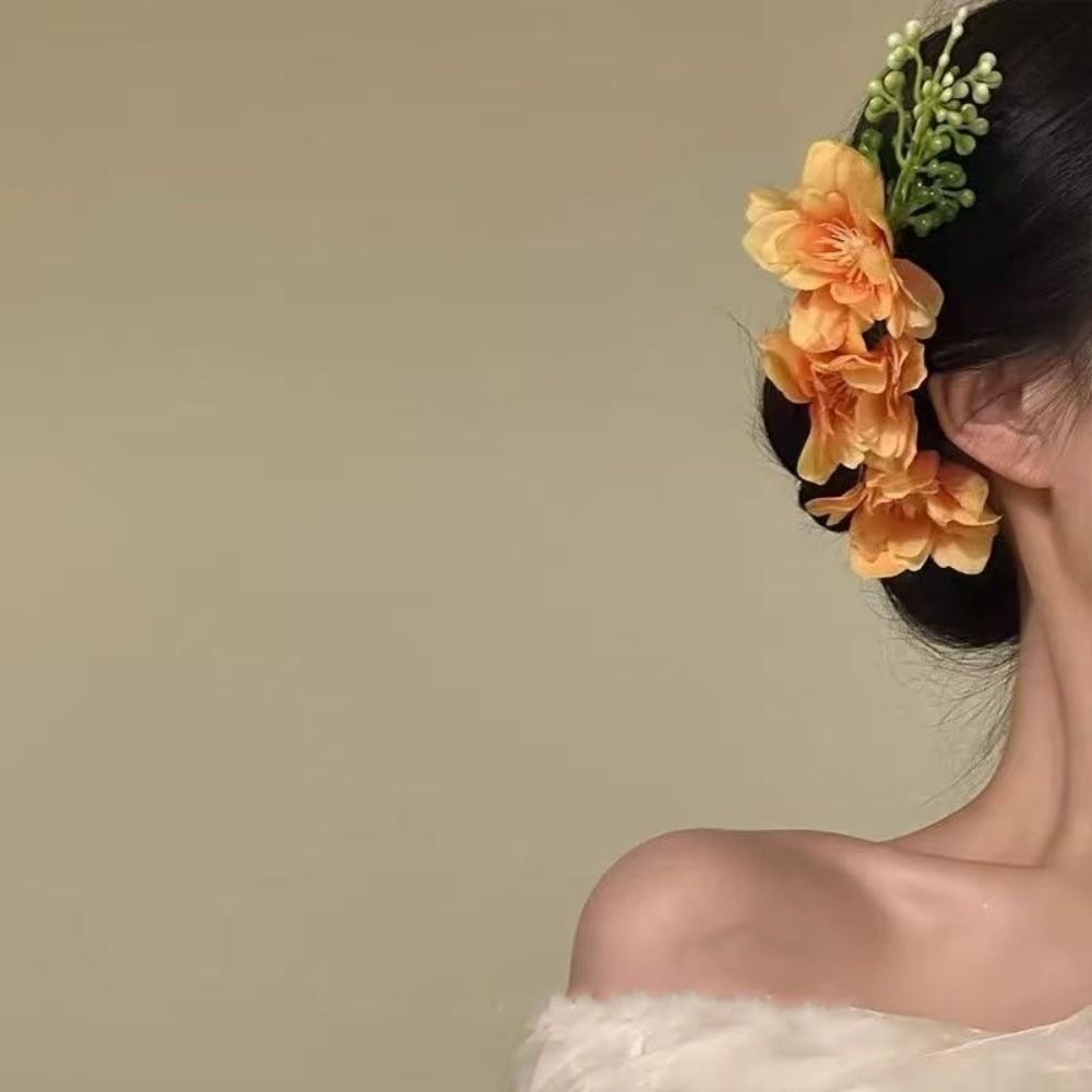 Headwear Bohemian Flowers Hairpin Sweet Chignon Hair Clips Handmade Floral Hair Comb  Party