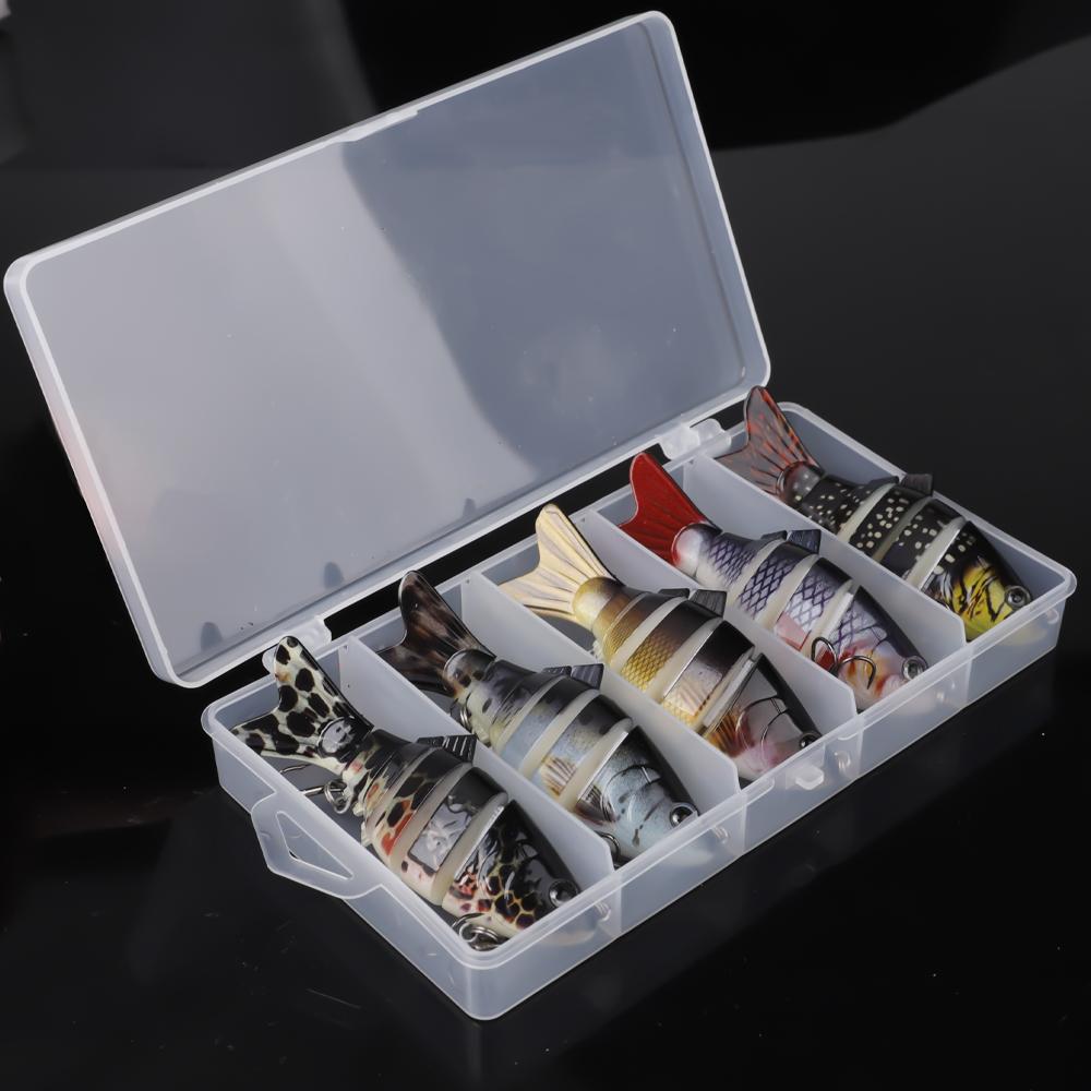 FTK 5pcs 10cm Pike Wobblers Artificial Bait Hard Multi Jointed Swimsuit Krankbait Nearly Real Fishing Fake Bait Fishing Set