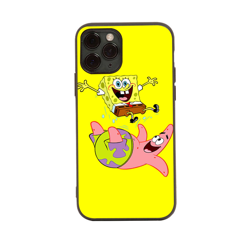 PB10 SpongeBob and Patrick Black Sofe Case for OPPO Reno 8 6 5 4 Pro Plus Find X3 A17 A3 A31 A38 A40 A53 A54 A55 A74 A76 A78 A77 A80 A94 A95 A96 Lite