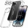 Case - E.F.CONNECTION - for iPhone 14 Pro Max - Ultra Transparent - Full Protection - 3 Tempered Glasses