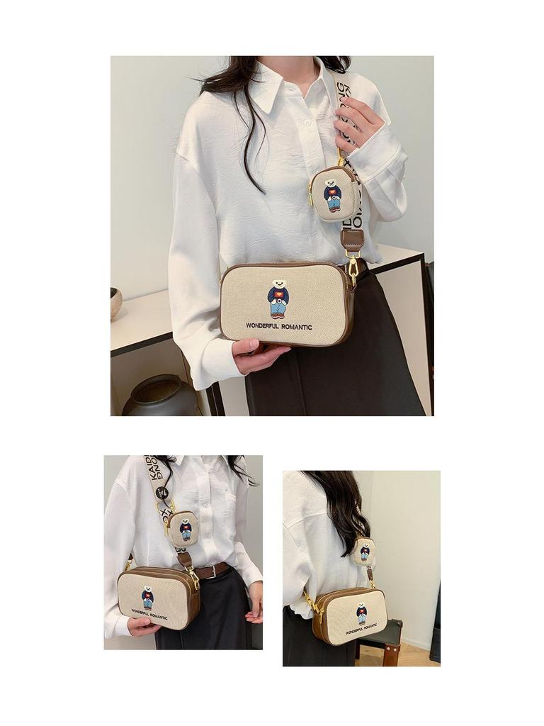 Katie Bear 2025 Autumn Fashion Canvas Crossbody Bag - Stylish & Trendy Women's Accessory