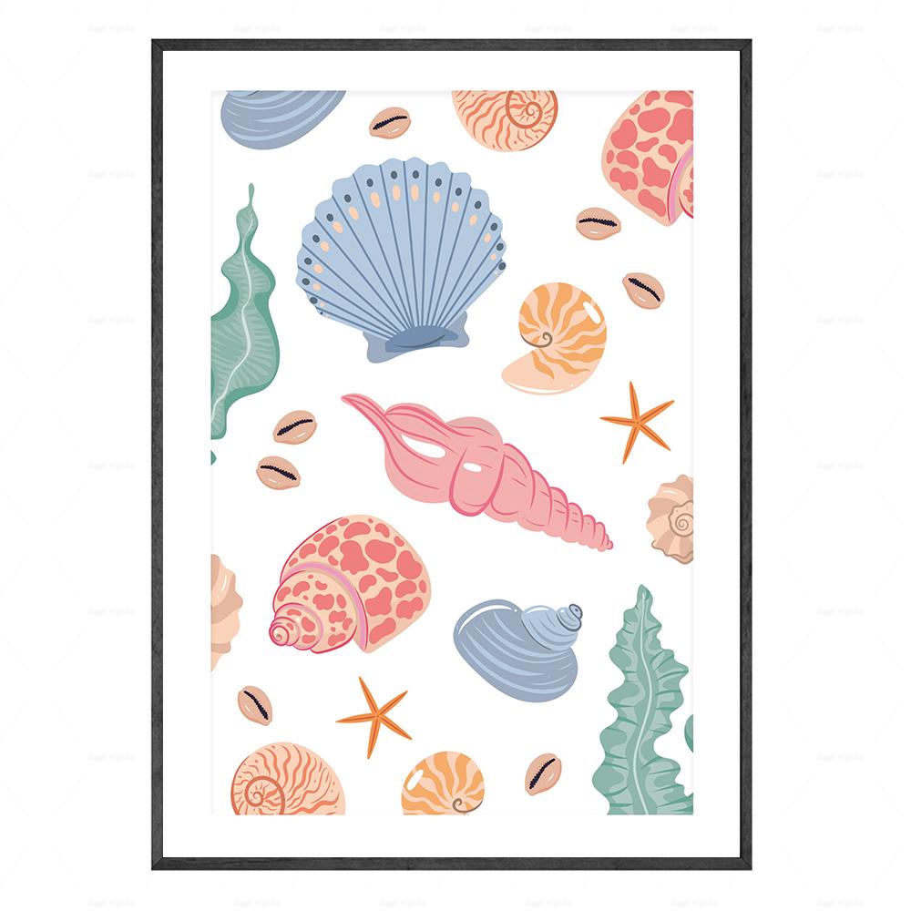 Ботаническое растение, геометрическая плитка, домашние растения, художественный принт, постеры, фисташковое монстера, морская ракушка, подвесное макраме, коттедж, основной декор для галереи