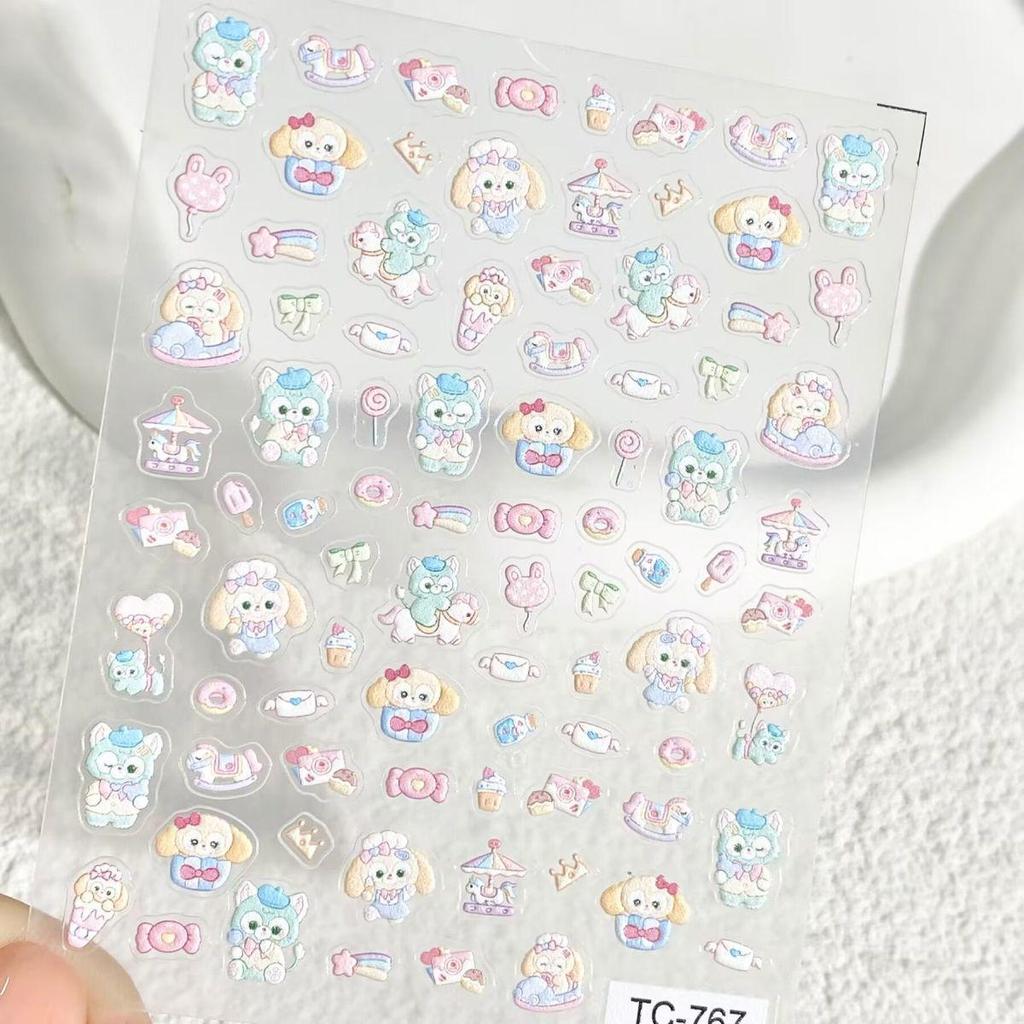 3D Cartoon Cute Lina Nail Stickers for Kids: DIY Embossed Decals for Phones, Journals, and Water Cups