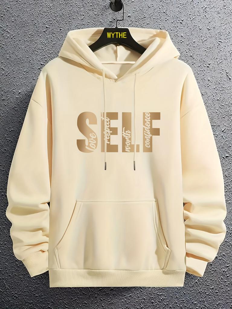 Men's Self-patterned Printed Hoodie Sweater with Added Insulation, Suitable for Outdoor Activities in Winter and Autumn.