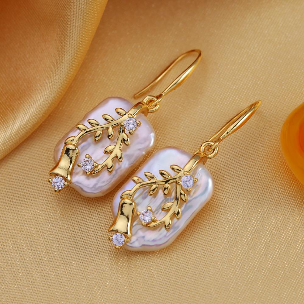 Серьги SENIKO с натуральным пресноводным большим жемчугом в стиле барокко, модные серьги-капли с кубическим цирконием и жемчугом для женщин, вечерние ювелирные изделия