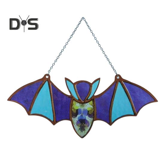 Halloween Hanging Glass Suncatcher Decoration Acrylic 2D Bat Ornament Gothic Car Rearview Mirror Decor for Home Window Wall Car