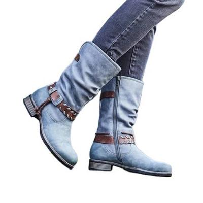 Новые Удобные Массивные Ботинки на Низком Каблуке с Круглым Носком - Зимние Ботинки на Толстой Платформе с Застежкой-Пряжкой, Круглым Носком и Поддержкой Свода Стопы, Нескользящая Резина