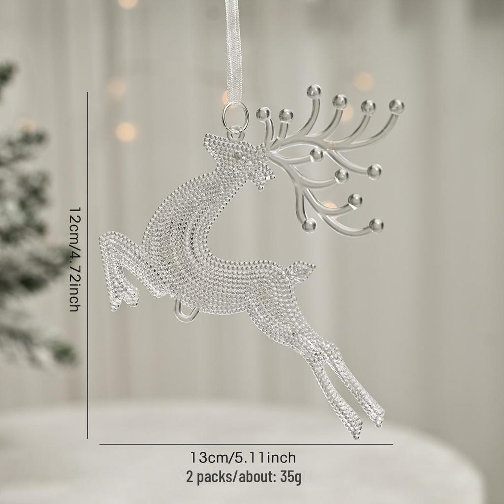 Transparent Christmas Tree Ornaments: Icicles, Snowflakes, and Deer Pendants