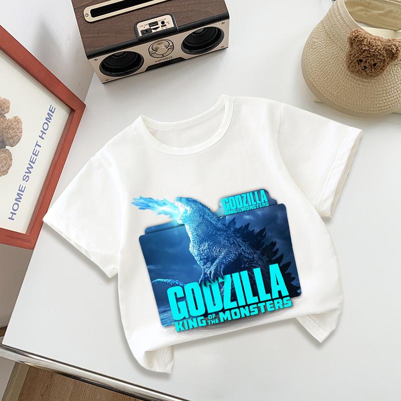 Godzillas Tshirt Round Neck Short Sleeve Sportwear Fashion Summer Boys Girls Clothes Birthday Tops Hip Hop Outdoor Wear Gifts